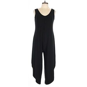 Nicole Miller Black Sleevless Jumpsuit Minimalist Boho Lounge One Piece Outfit